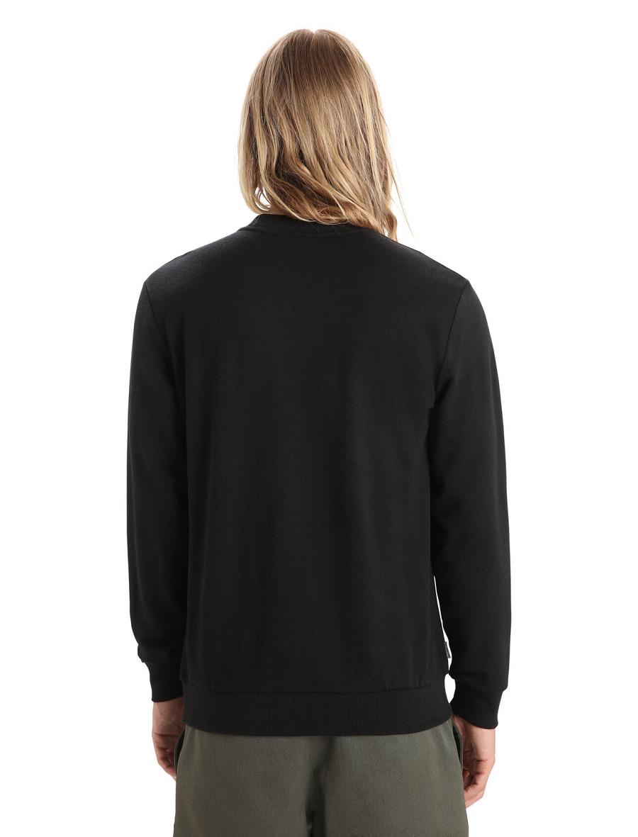 Black Men's Icebreaker Merino Shifter Long Sleeve Sweatshirt Hoodie | USA 1278SGLO